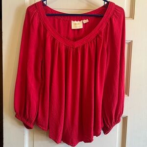 Anthropologie Red Blouse